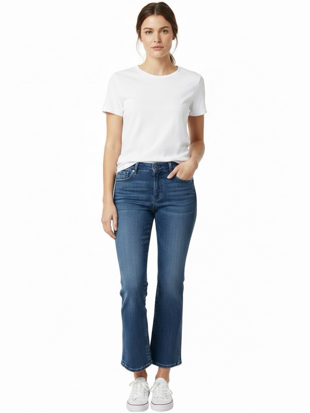 Loft Outlet Ann Taylor Petite Flare Crop Blue Jean cotton elastane denim 10P